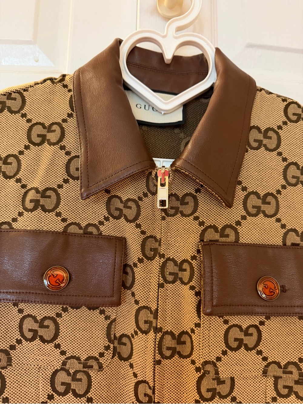 Gucci Beige GG Monogram Sleeveless Romper with Green-Red Web Belt - Picture 5 of 13